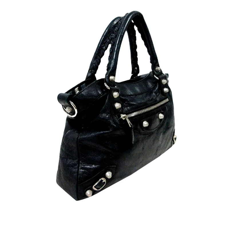 Balenciaga Le Cagole small size with stud - adorned frontBalenciaga Motocross Town Giant Leather Handbag (SHG-29337)