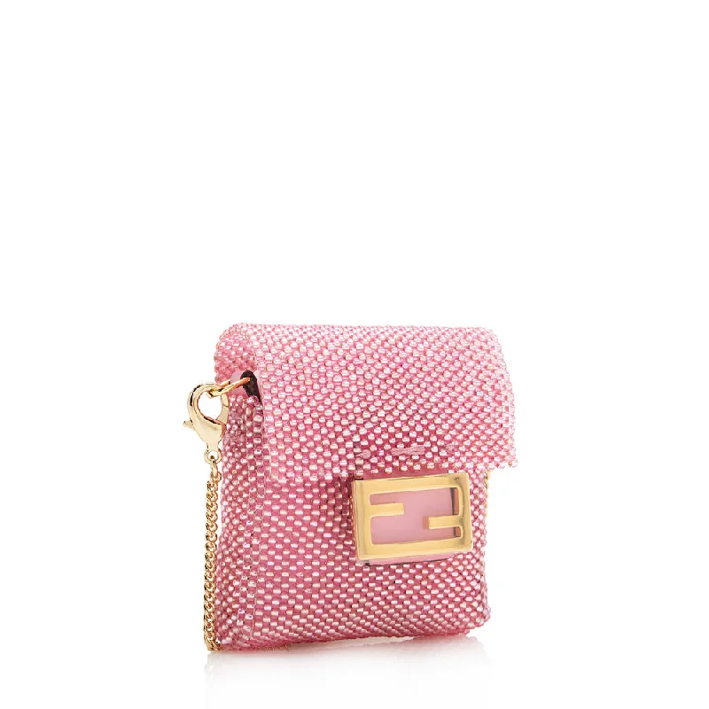 Fendi bags with a patent - leather finish for a shiny and sophisticated appearanceFendi Beaded Mini Pico Baguette Charm Bag (SHF-17173)