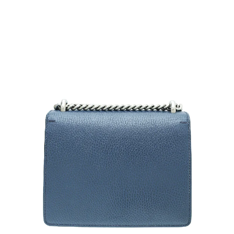 Women Gucci bags with a magnetic snap closure for easy accessGucci Blue Crystal Dionysus Chain Mini Bag