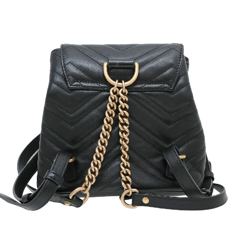 Women Gucci Sylvie bags with a detachable ribbon detailGucci Black GG Marmont Mini Backpack Bag