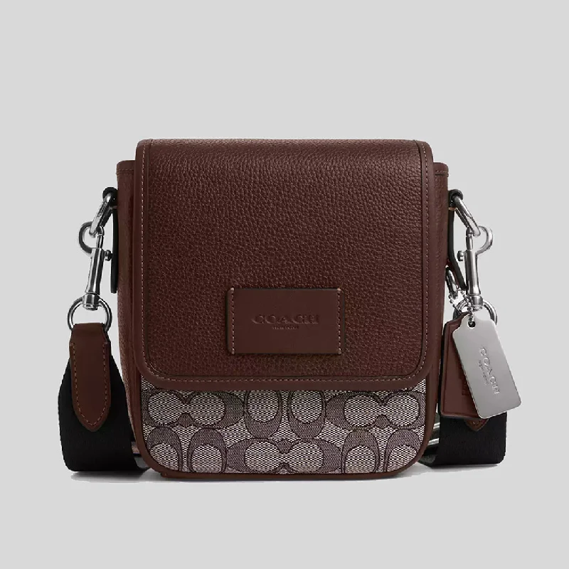 Coach bags with a back - zip pocket for storing valuables securelyCOACH Lucas Crossbody In Signature Jacquard Oak/Maple CO915