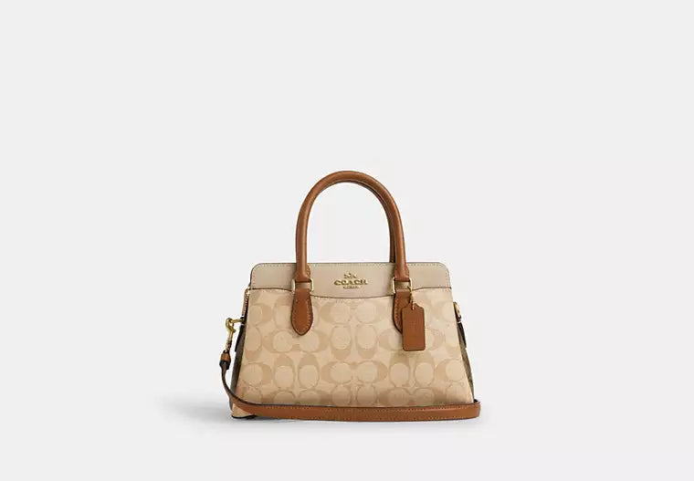 Coach bags with a front - flap pocket and a turnlock for a classic aestheticCoach Mini Darcie Carryall Bag In Blocked Signature Canvas