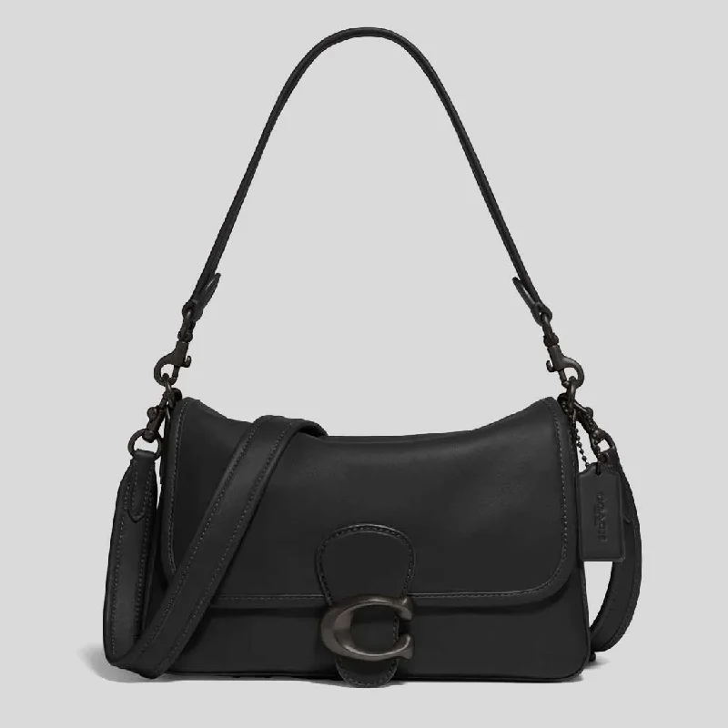 Medium - sized Coach shoulder bags in rich, deep colors for a sophisticated appearanceCOACH Soft Tabby Shoulder Bag Black C4823