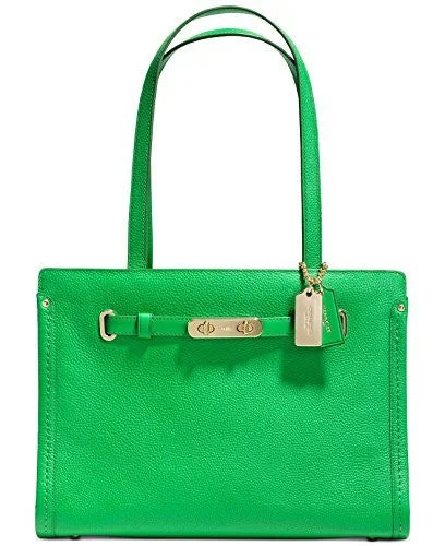 Coach handbags with a beaded trim for a glamorous and elegant lookCoach Women's Polshd Pebble Leather Small Coach Swagger Tote Light/green Satchel