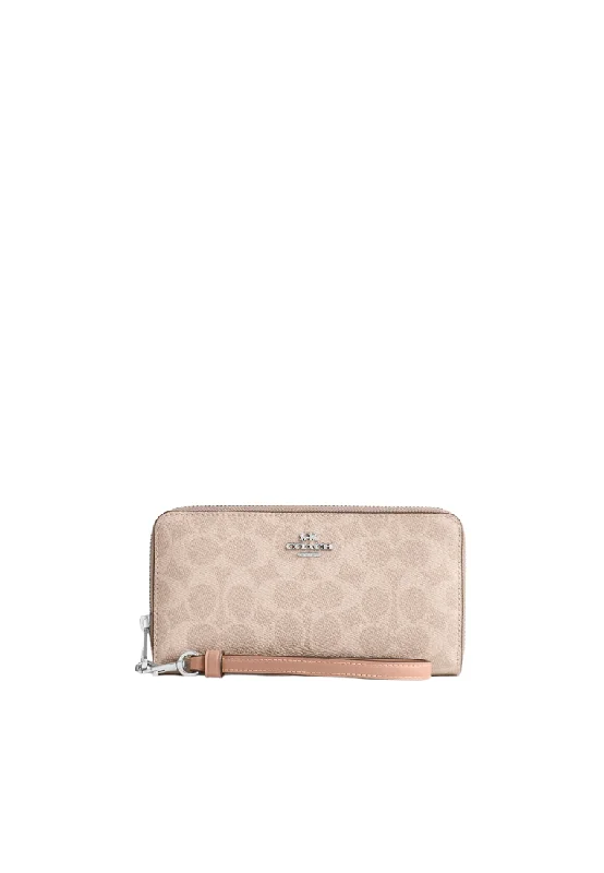 Coach tote bags with a water - resistant lining for practicalityCoach Long Zip Around Wallet Signature Canvas In Sand Taupe CW778