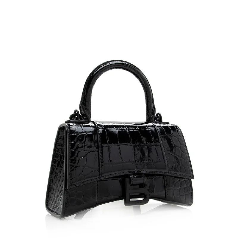 Balenciaga Track Bag small size with reflective stripingBalenciaga Shiny Croc Embossed Calfskin Hourglass XS Satchel (SHF-20783)