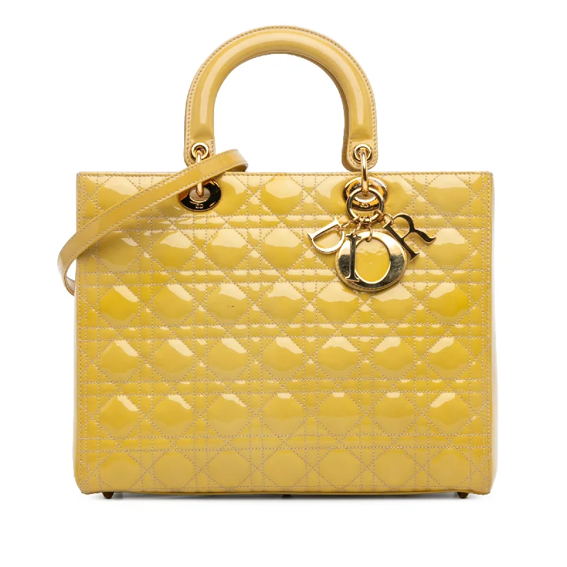 Balenciaga Hourglass large size with crocodile - embossed leatherYellow Dior Large Patent Cannage Lady Dior Satchel