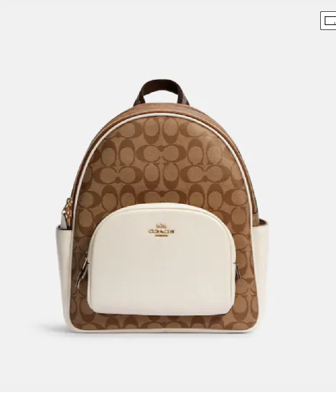 Coach backpacks with a multi - pocket organization for functionalityCoach Medium Court Backpack In Signature Khaki Chalk