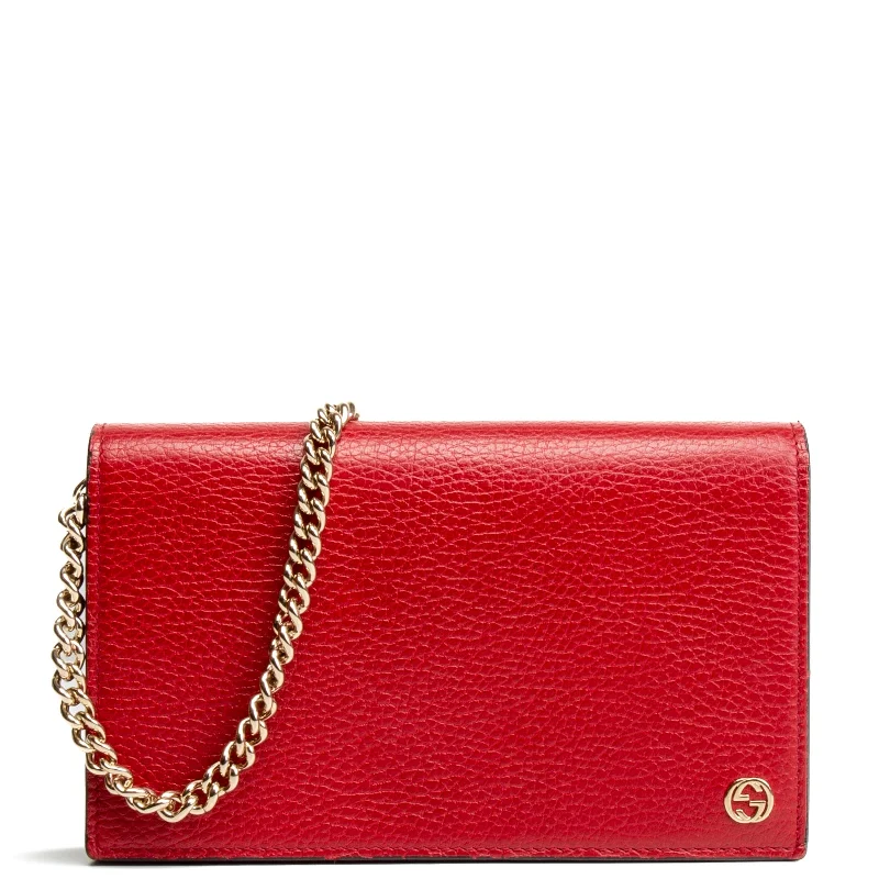 Women Gucci Sylvie bags featuring the signature web stripeGUCCI Betty Wallet on Chain - Red