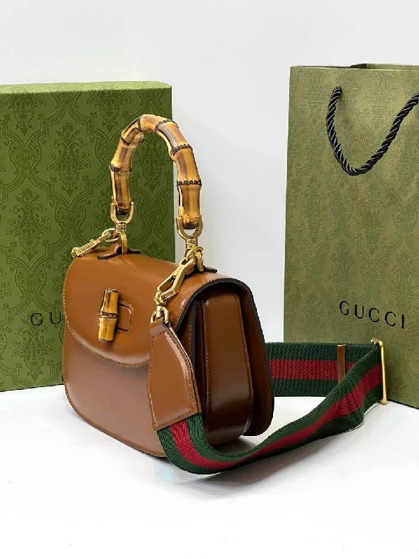 Medium - sized Women Gucci handbags for everyday useGucci Bamboo 1947 mini top handle bag brown