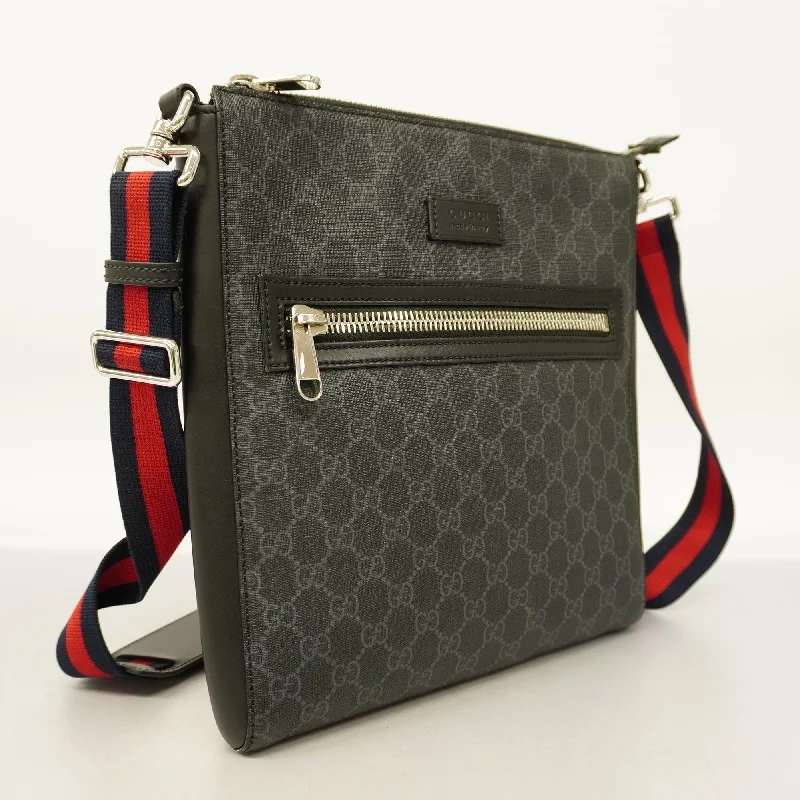 Women Gucci Sylvie bags with a leather - wrapped handleGUCCI  474137 Men's PVC,Leather Shoulder Bag Black