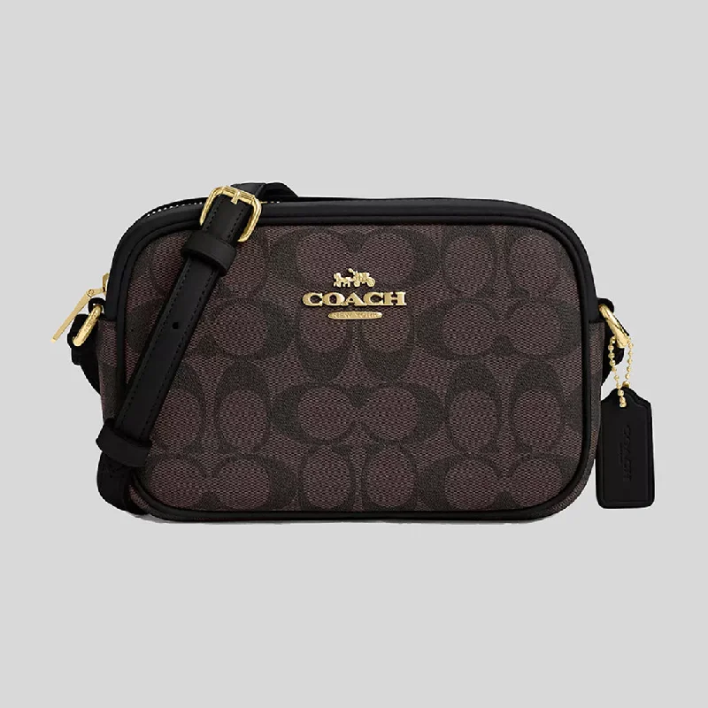 Ladies Coach Tabby bags with a detachable shoulder strapCOACH Mini Jamie Camera Bag In Signature Canvas Brown/Black CQ874