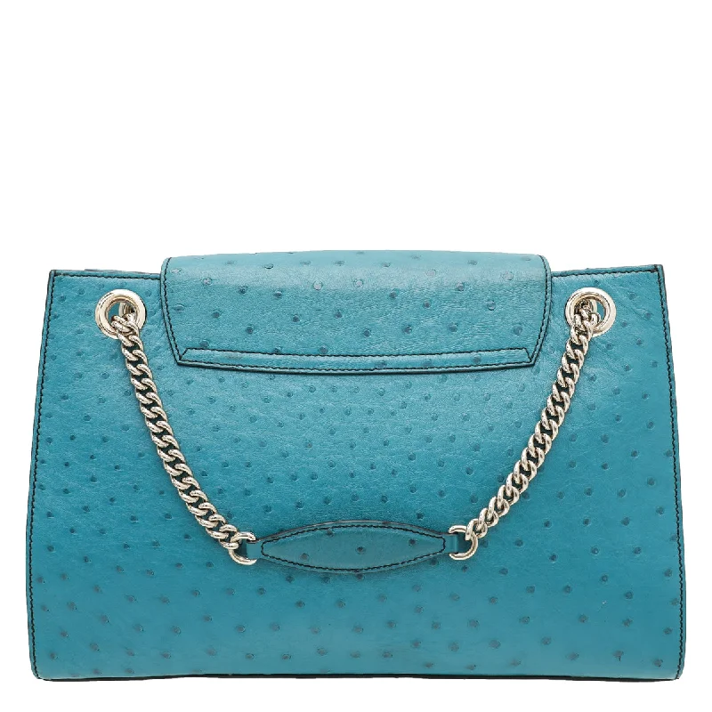 Women Gucci bags with a magnetic snap closure for easy accessGucci Turquoise Ostrich Emily GCC Exclusive 7-10 Bag