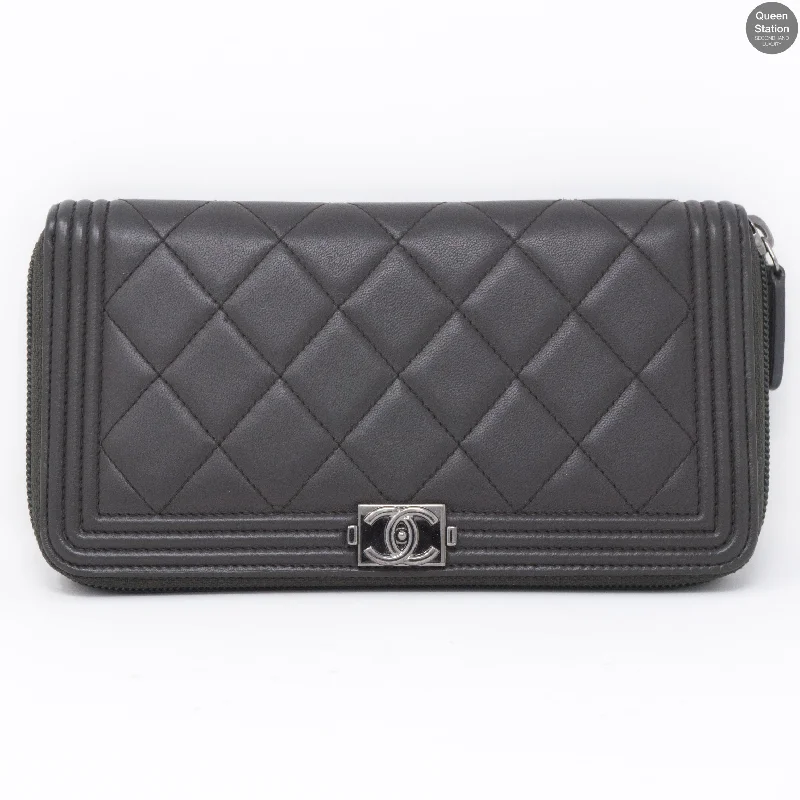 Chanel bags available in bold colors and patternsBoy Chanel Gray Long Zipped Wallet