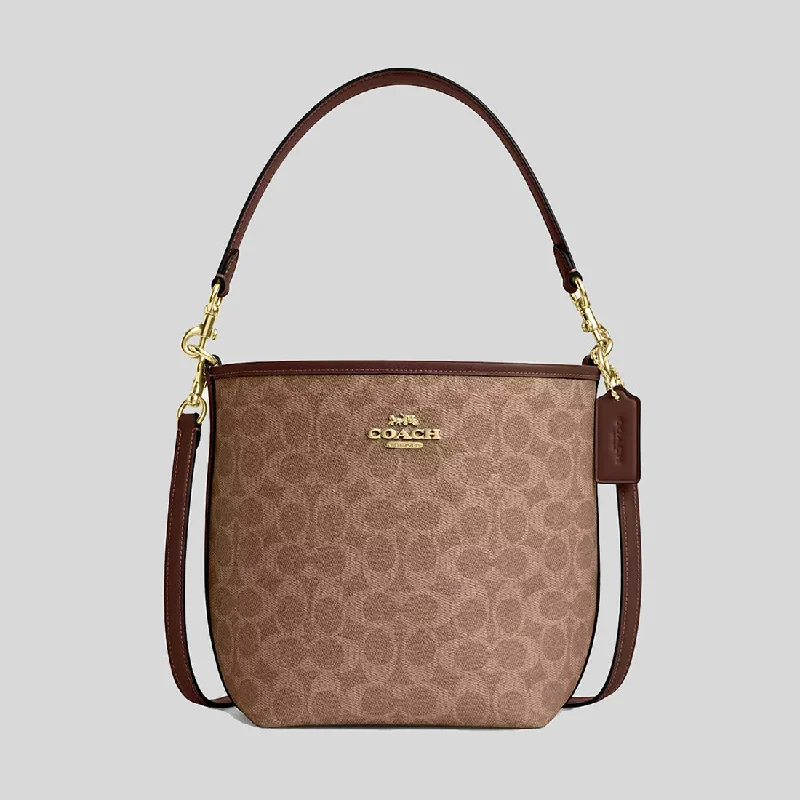 Coach Borough bags with a removable interior organizerCOACH City Bucket Bag In Signature Canvas Tan/Brown CT800