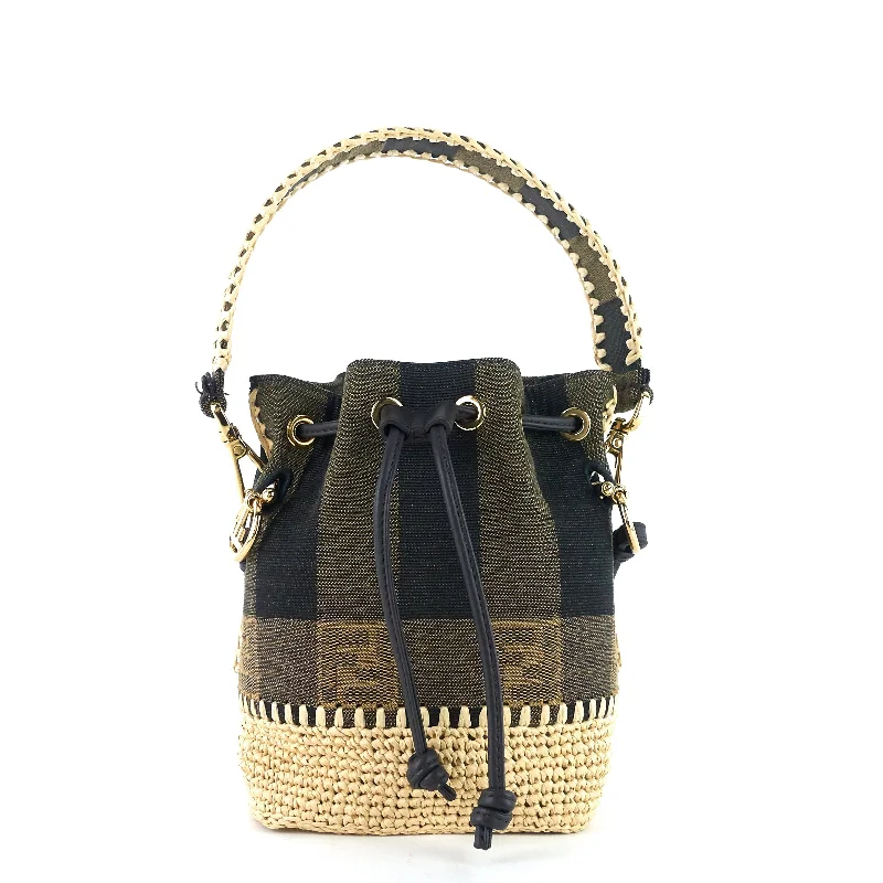 Fendi handbags with a biodegradable leather alternative for an eco - conscious choiceMon Tresor Mini Pequin Canvas Bucket Bag