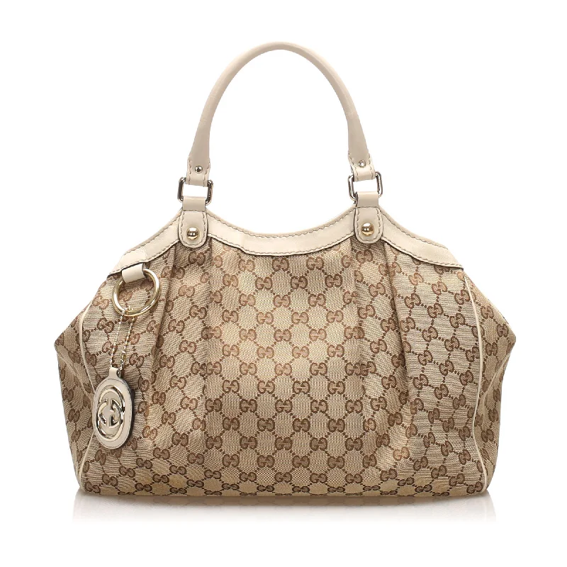 Gucci handbags for women with a patent - leather finishGucci GG Canvas Sukey Tote Bag (SHG-11802)