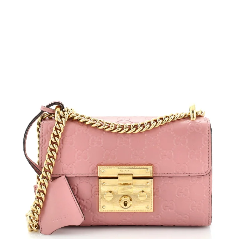 Women Gucci bags with a detachable mobile phone holderPadlock Shoulder Bag Guccissima Leather