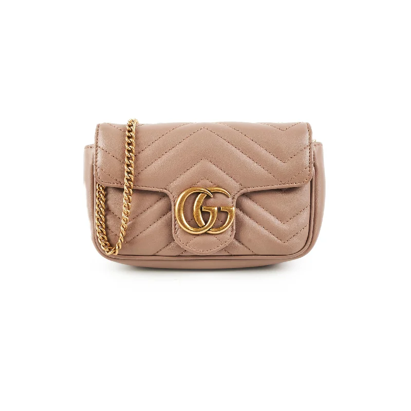 Medium - sized Women Gucci handbags for everyday useGucci Supermini Marmont Camera Bag Dusty Pink