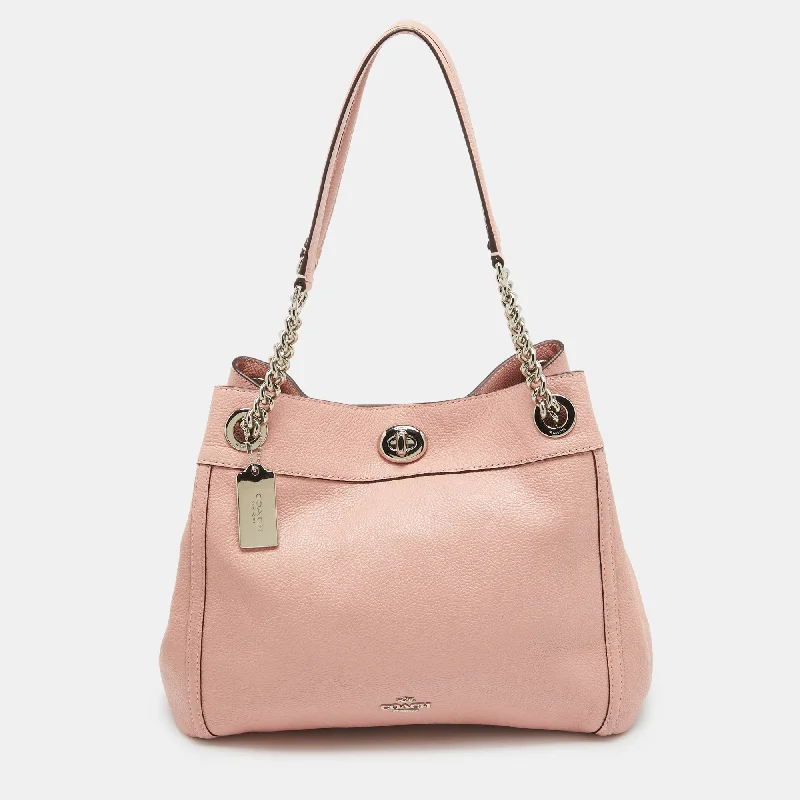 Coach bags with a back - zip pocket for storing valuables securelyPink Leather Edie Shoulder Bag