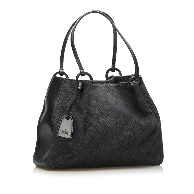 Ladies Gucci shoulder bags with a wide - width strapBlack Gucci GG Canvas Tote