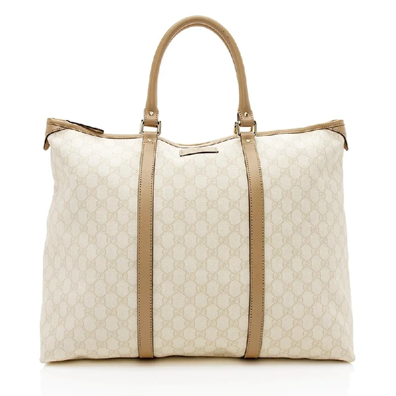 Women Gucci Sylvie bags with a leather - wrapped handleGucci GG Supreme Joy Large Tote (SHF-12137)