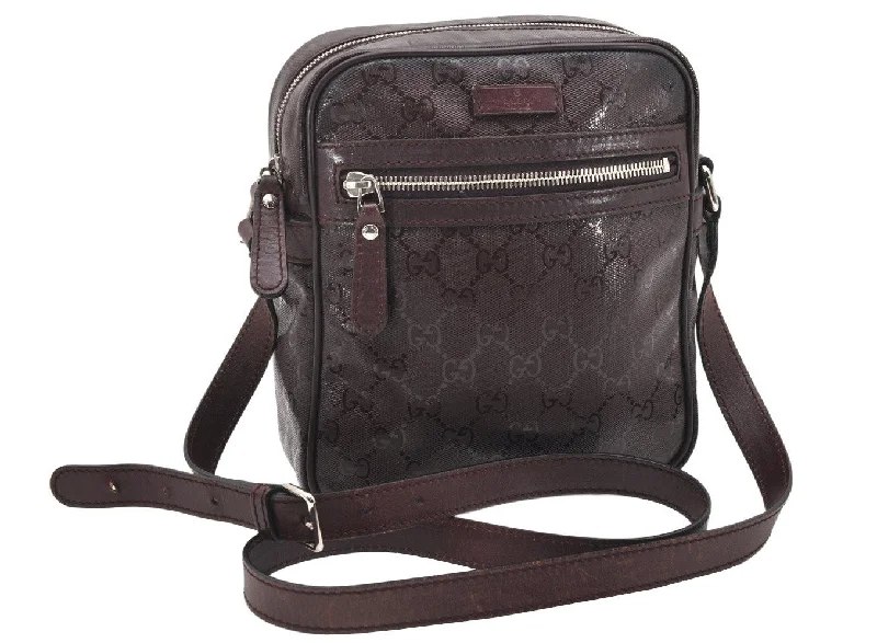 Women Gucci Sylvie bags with a monogram - embossed leatherAuthentic GUCCI GG Imprime Shoulder Cross Bag GG PVC Leather 233268 Brown 7537K