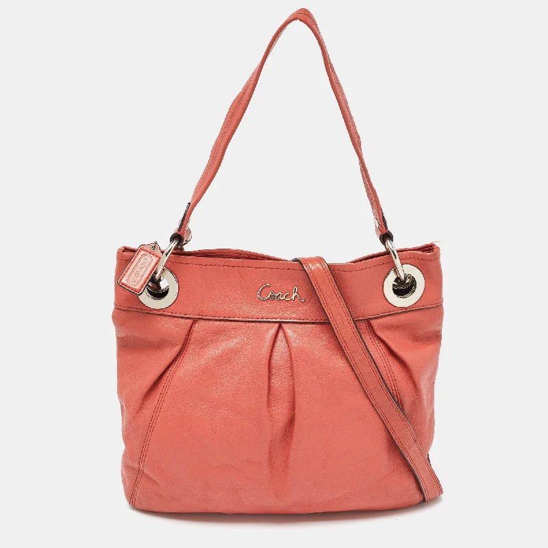 Coach tote bags with a double - handle and shoulder - strap option for easy useOrange Leather Ashley Crossbody Bag