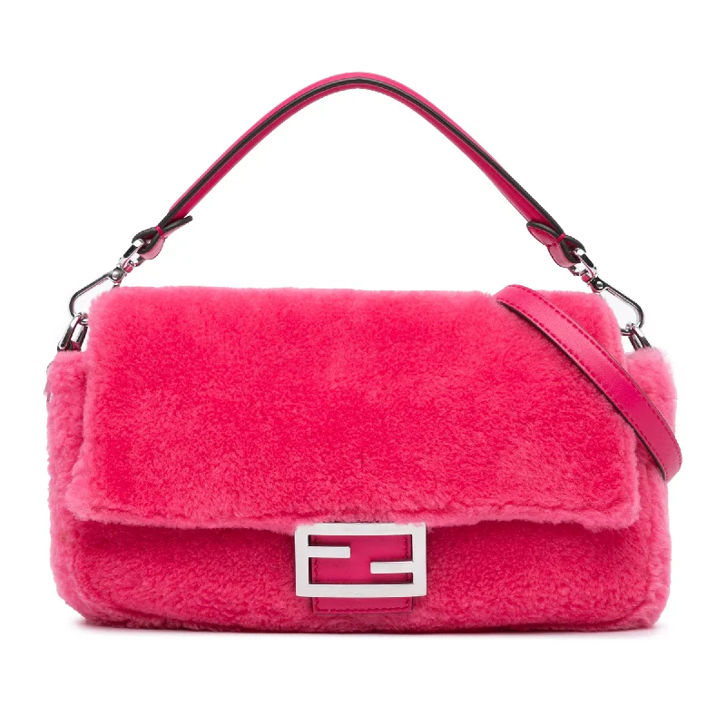 Balenciaga Hourglass small size with silver - tone lockPink Fendi Shearling Baguette Satchel