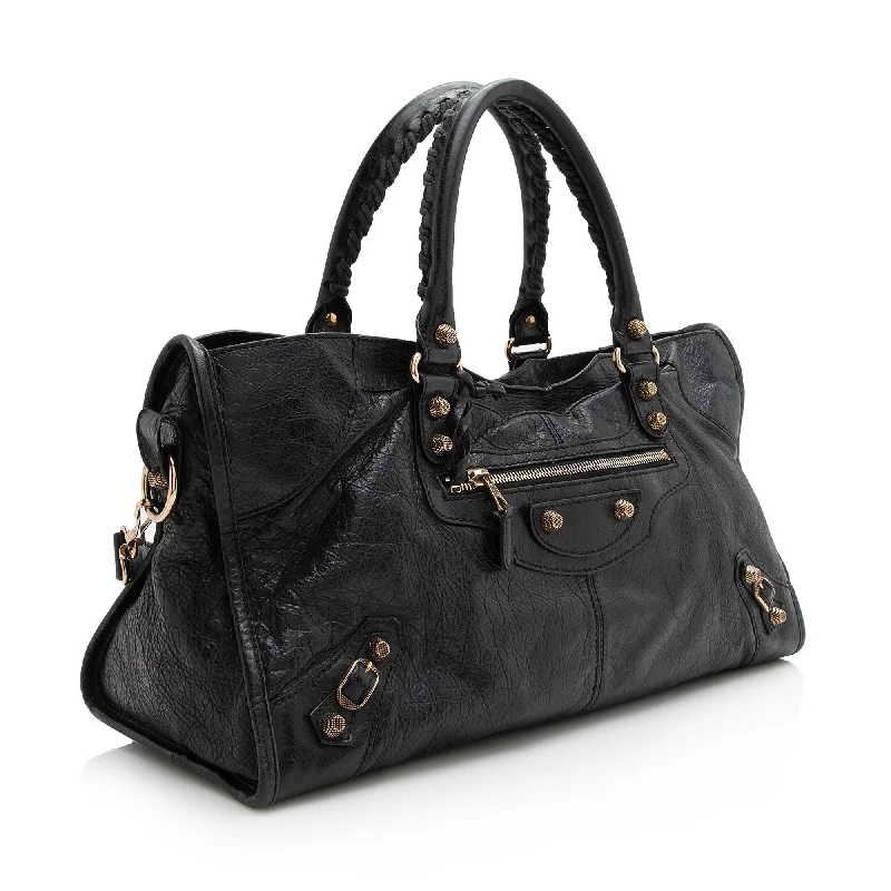 Balenciaga City bag with antique - style brass zippersBalenciaga Chevre Giant 12 Part Time Satchel (SHF-22671)