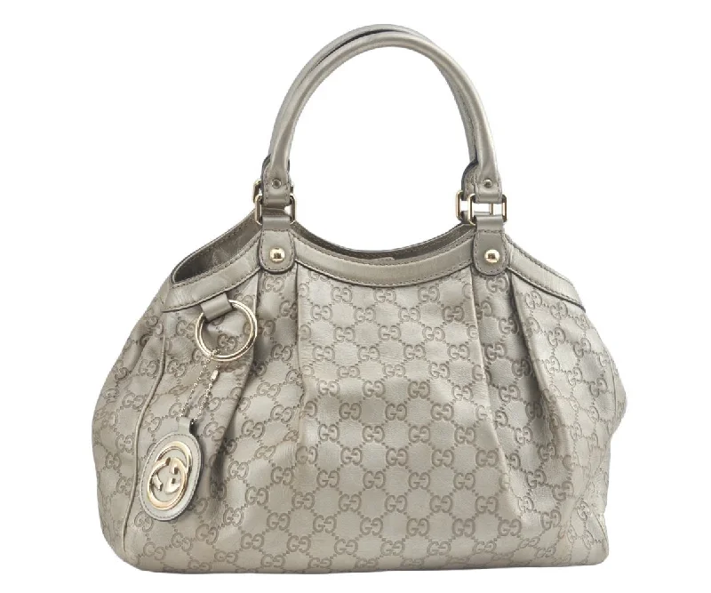 Gucci Marmont bags for women with a snakeskin - effect panelAuthentic GUCCI Sukey Guccissima Hand Bag GG Leather 211944 Silver L0189