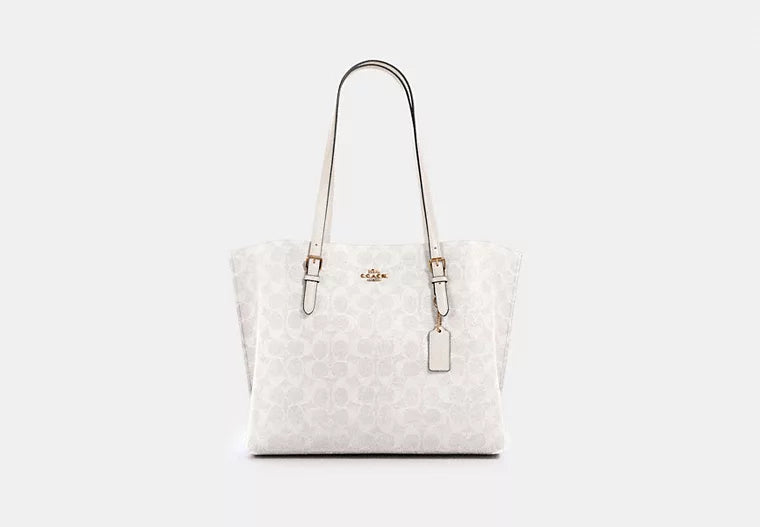 Coach tote bags with a double - handle and shoulder - strap option for easy useCoach Mollie Tote In Signature Canvas