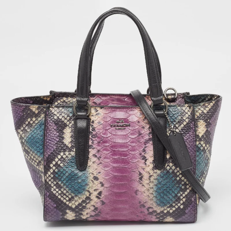 Coach bags with a detachable mobile phone holder for on - the - go useMulticolor Python Embossed and Leather Crosby Carryall Tote