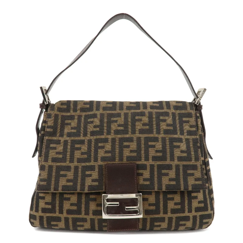 Fendi bags with a leather - bound notebook insert for jotting down notesFENDI Zucca Mamma Baguette Vinyl Leather Shoulder Bag 26325