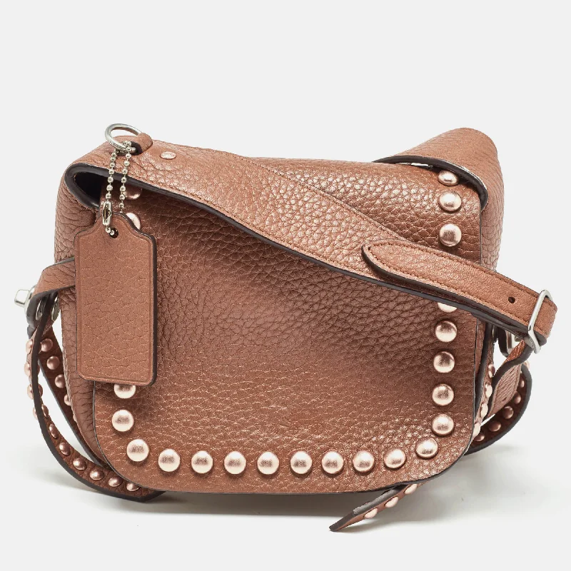 Coach tote bags with a water - resistant lining for practicalityBrown Leather Rivets Dakotah Crossbody Bag