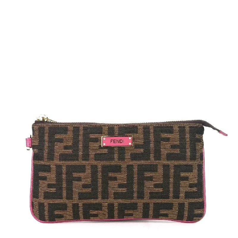 Ladies Fendi Peekaboo bags with a textured leather surface for a more tactile and luxurious feelZucca Print Canvas Wristlet Bag