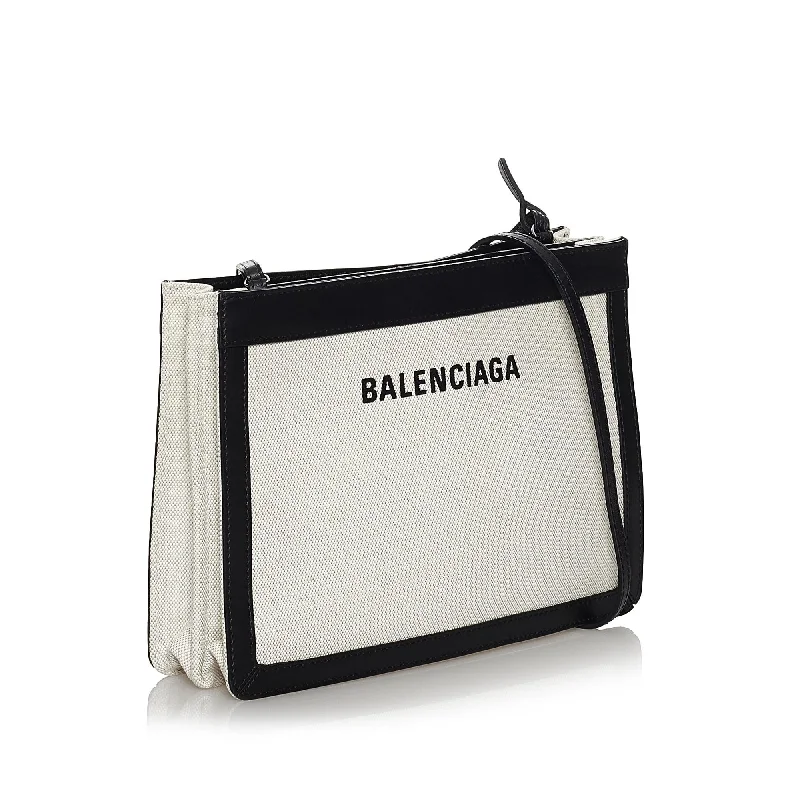 Balenciaga Hourglass medium size with gold - tone chain strapBalenciaga Navy Pochette S Canvas Crossbody Bag (SHG-29713)