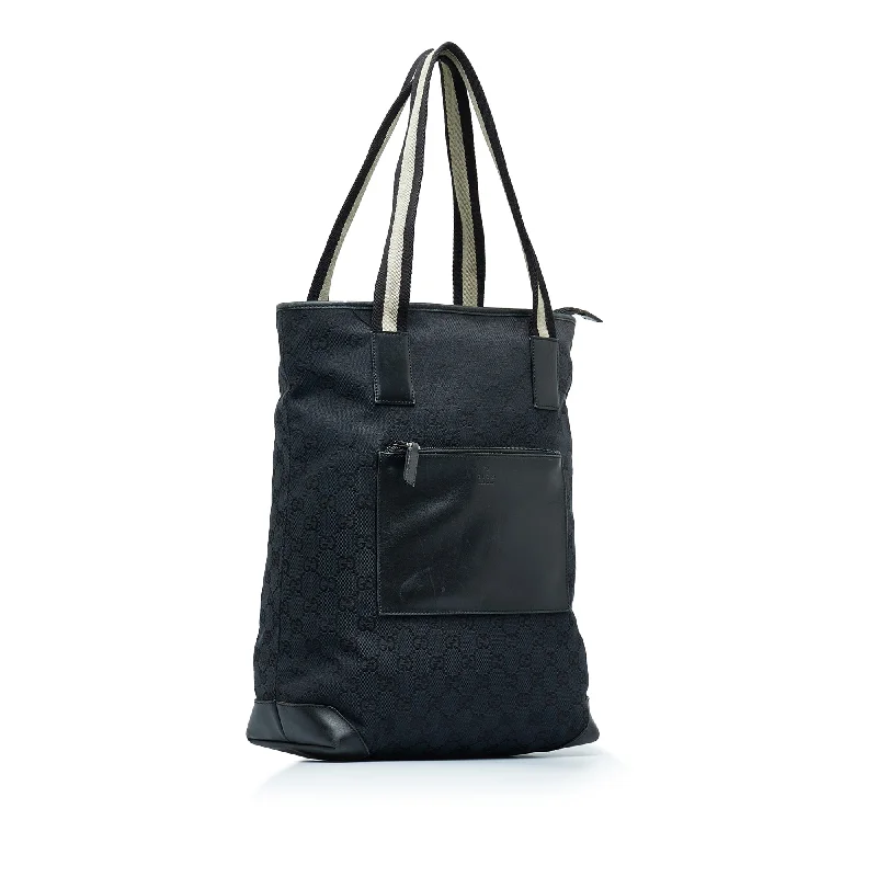 Women Gucci Sylvie bags with a monogram - embossed leatherBlack Gucci GG Canvas Web Tote