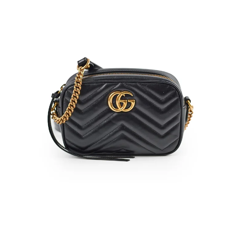 Gucci backpacks for women with a hidden back pocketGucci Marmont Matelassé Mini Bag in Black Leather