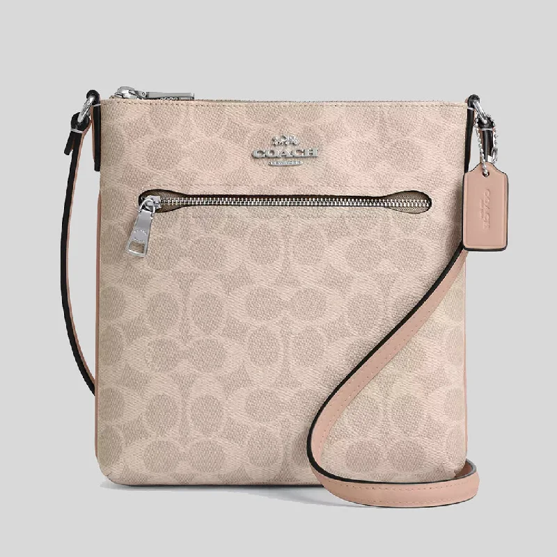 Ladies Coach crossbody bags with a wide - width strap for comfortCOACH Mini Rowan File Bag In Signature Canvas Sand/Taupe CW325