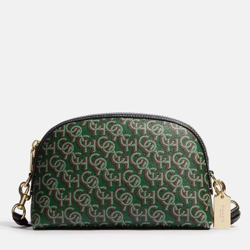 Medium - sized Coach shoulder bags in rich, deep colors for a sophisticated appearanceGreen Coated Canvas Madi With Monogram Print Crossbody Bag