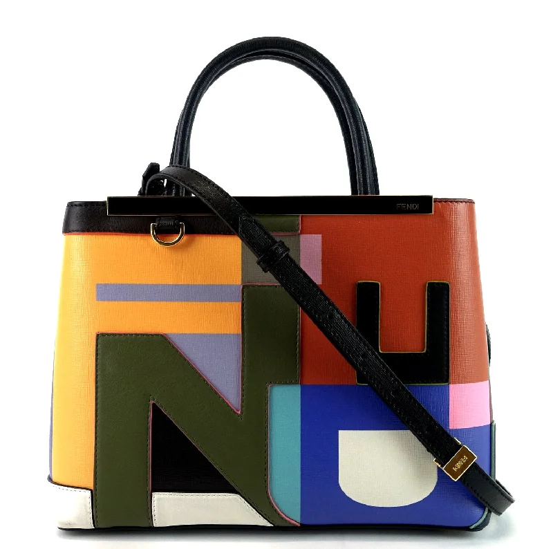 Fendi handbags with a holographic FF logo for a futuristic and trendy look2Jours Multicolour Leather Abstract Tote Bag