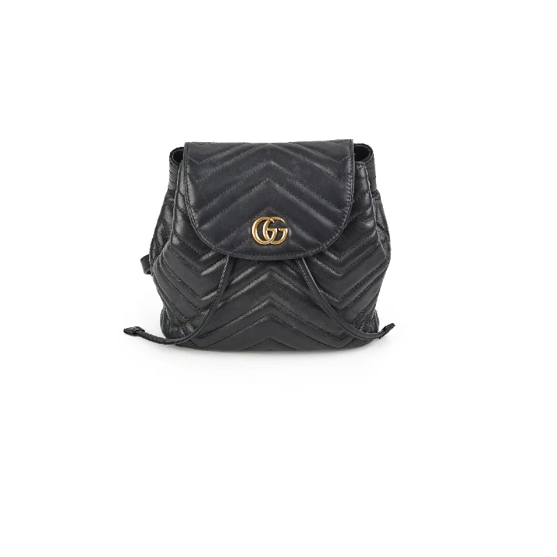 Gucci backpacks for women with a hidden back pocketGucci GG Marmont Leather Backpack Black