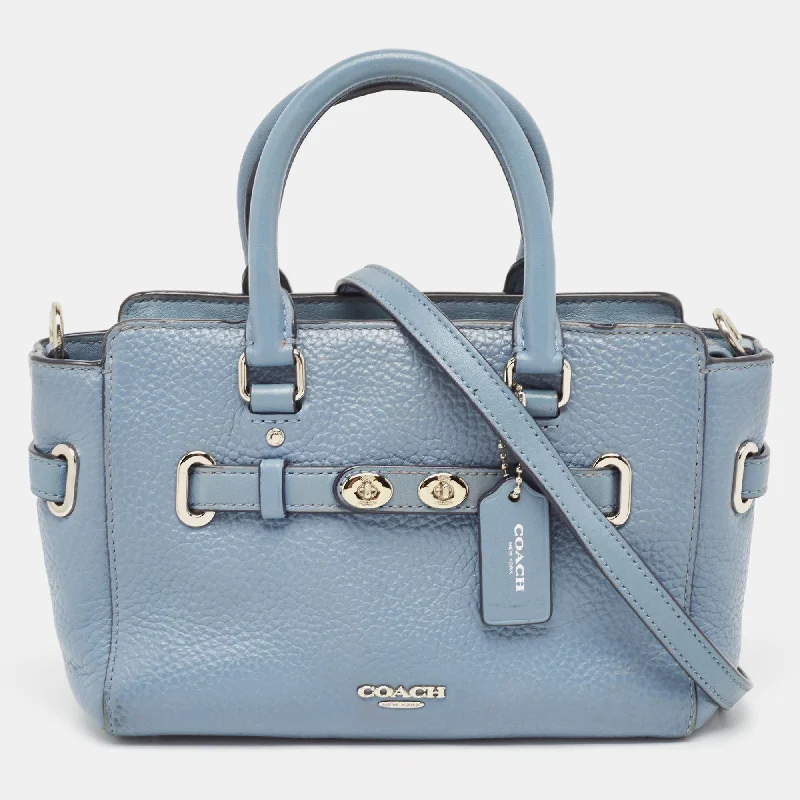 Coach bags with a front - flap pocket and a turnlock for a classic aestheticBlue Leather Swagger 20 Tote