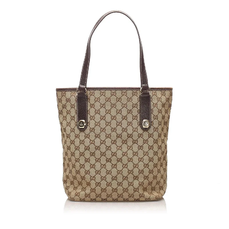 Ladies Gucci handbags with a detachable coin purse insideGucci GG Canvas Tote Bag (SHG-12436)