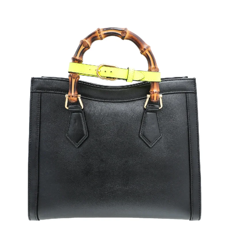 Women Gucci bags with interlocking G hardware for a classic lookGucci Black Diana Small Tote Bag