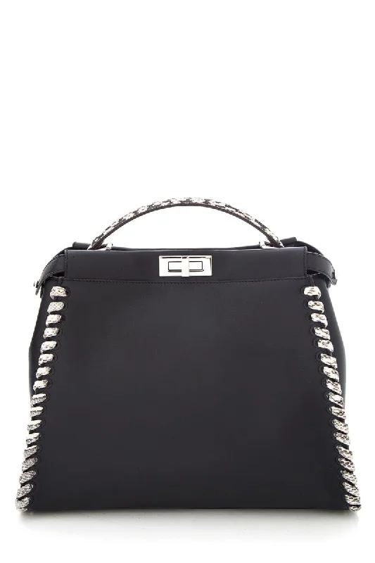 Fendi handbags with a biodegradable leather alternative for an eco - conscious choiceFendi Black & Snakeskin Large Peak-A-Boo Handbag