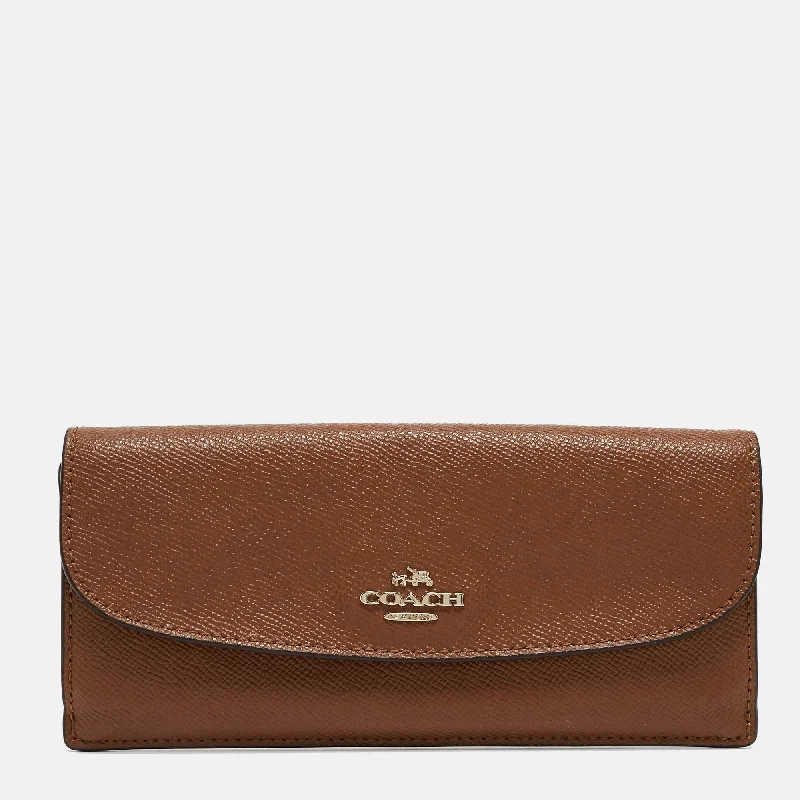 Coach Borough bags with a structured silhouette and a magnetic - snap closureBrown Leather Flap Continental Wallet