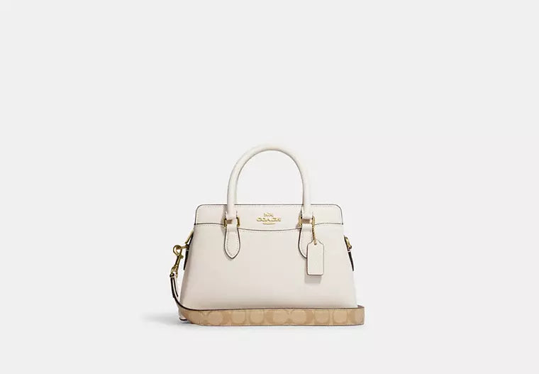 Coach handbags with a beaded trim for a glamorous and elegant lookCoach Mini Darcie Carryall Bag With Signature Canvas Detail