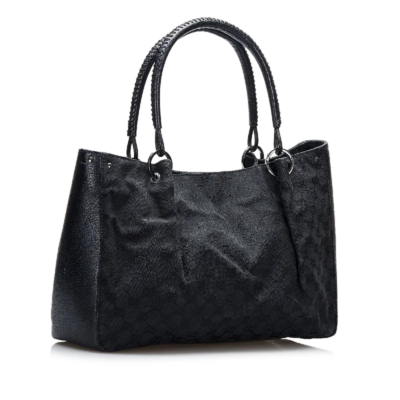 Gucci tote bags for women with a double - handle designBlack Gucci GG Canvas Tote Bag